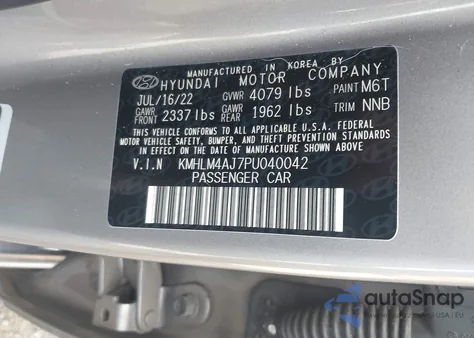 2023 Hyundai Elantra Hybrid Blue from USA, damaged, VIN KMHLM4AJ7PU040042